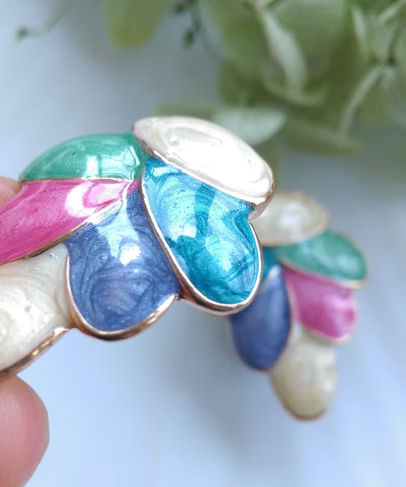 Vintage Jewelry 西洋古董飾品  粉嫩花瓣葉 摩登 針式耳環