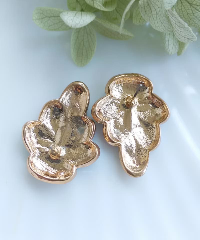 Vintage Jewelry 西洋古董飾品  粉嫩花瓣葉 摩登 針式耳環