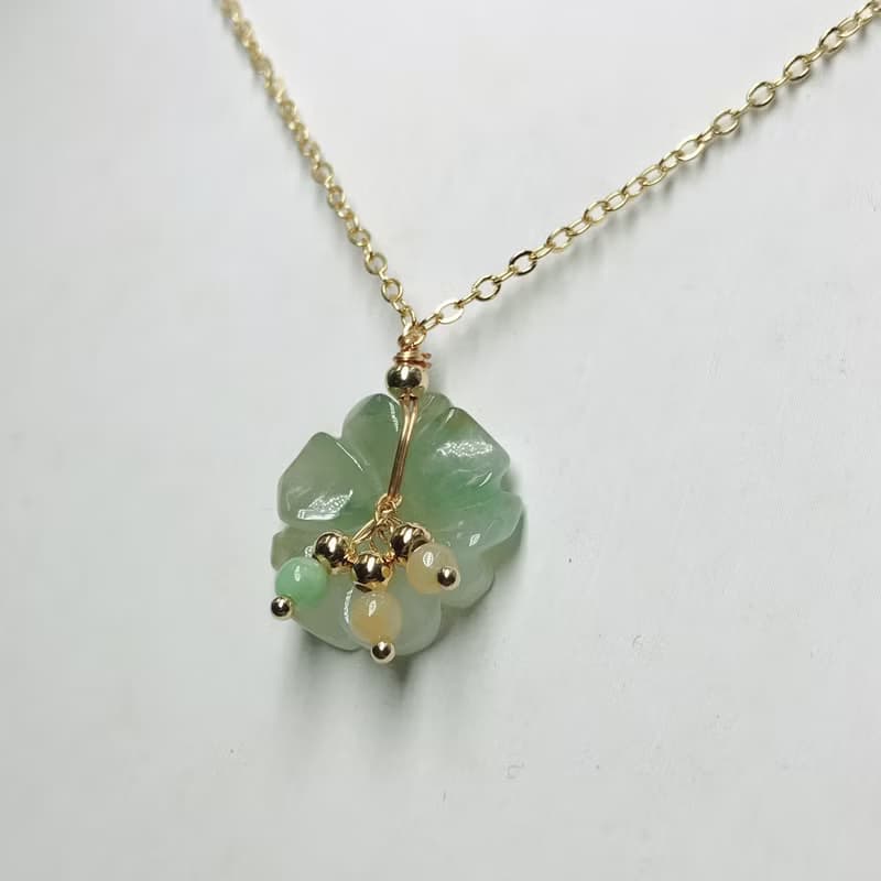 冰種翡翠花花設計款項鍊 14K包金 | 天然A貨翡翠 | 送禮