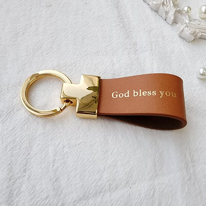 Personalized Leather Keychain Free Custom Engraving Gift Handmade in Korea