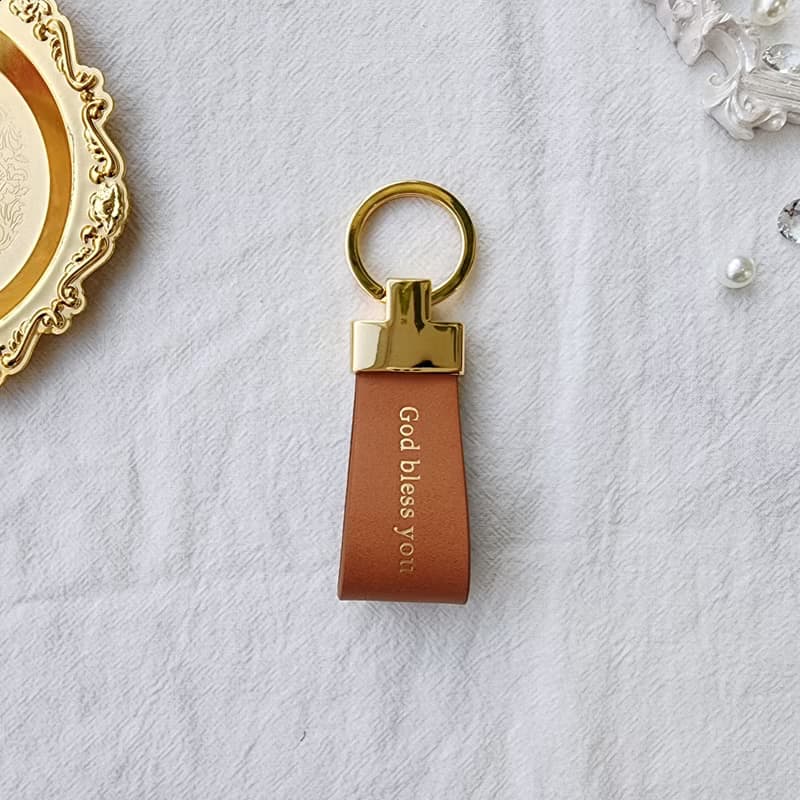 Personalized Leather Keychain Free Custom Engraving Gift Handmade in Korea