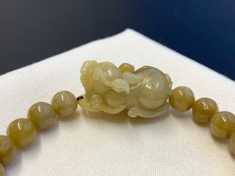 免費開光 快速出貨 天然A貨緬甸玉翡翠招財貔貅手鍊 蜜糖黃 黃翡