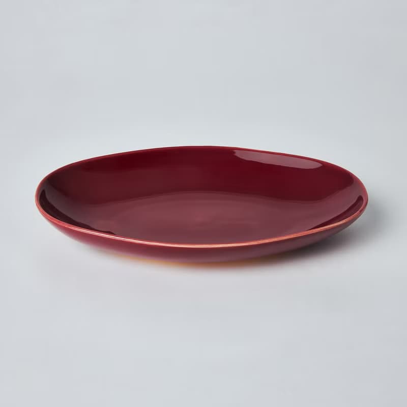 KOGA 許家陶器品 陶質六角腰子盤 (協興紅)