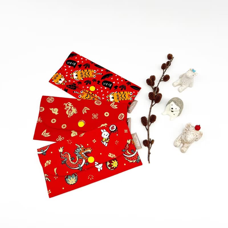 【小熊比比】龍年金龍臨門新年彌月禮物組 圍兜 紅包 利是封