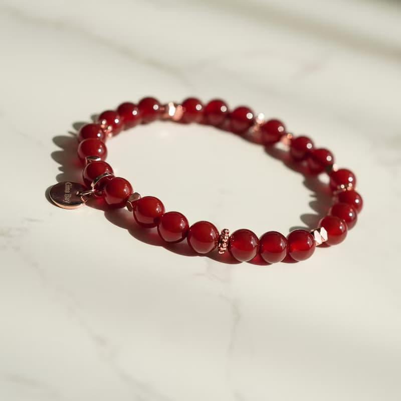 紅瑪瑙14KGF玫瑰金手鍊