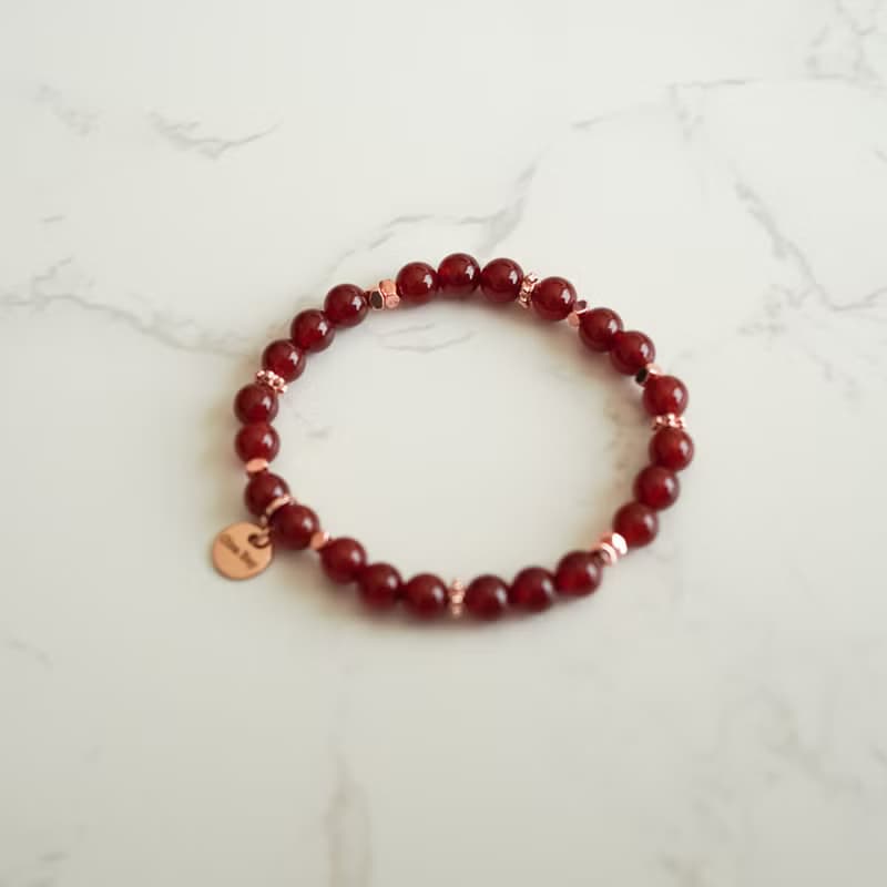 紅瑪瑙14KGF玫瑰金手鍊