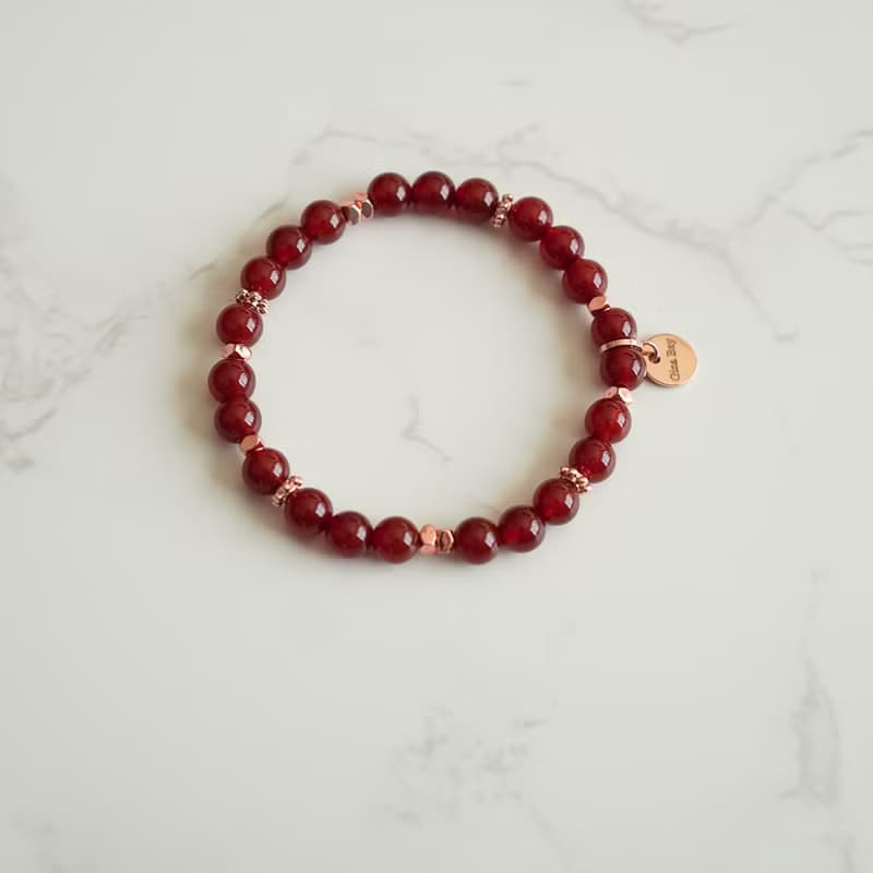 紅瑪瑙14KGF玫瑰金手鍊