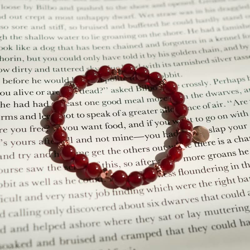 紅瑪瑙14KGF玫瑰金手鍊