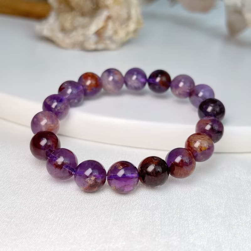 貴人/事業/健康-10mm紫幽靈異象水晶手鍊