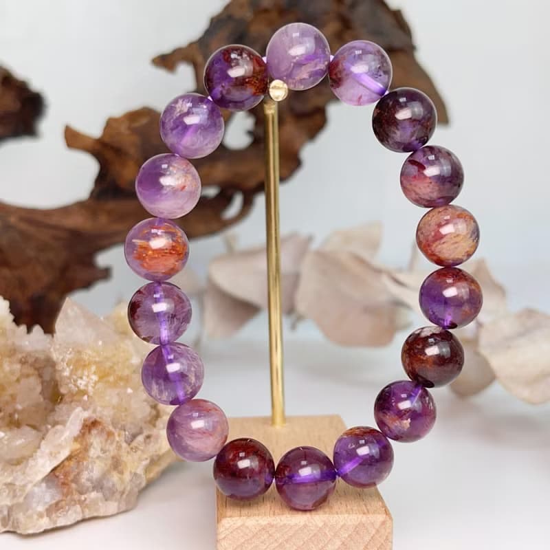 貴人/事業/健康-10mm紫幽靈異象水晶手鍊