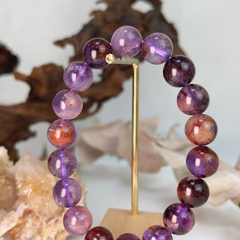 貴人/事業/健康-10mm紫幽靈異象水晶手鍊