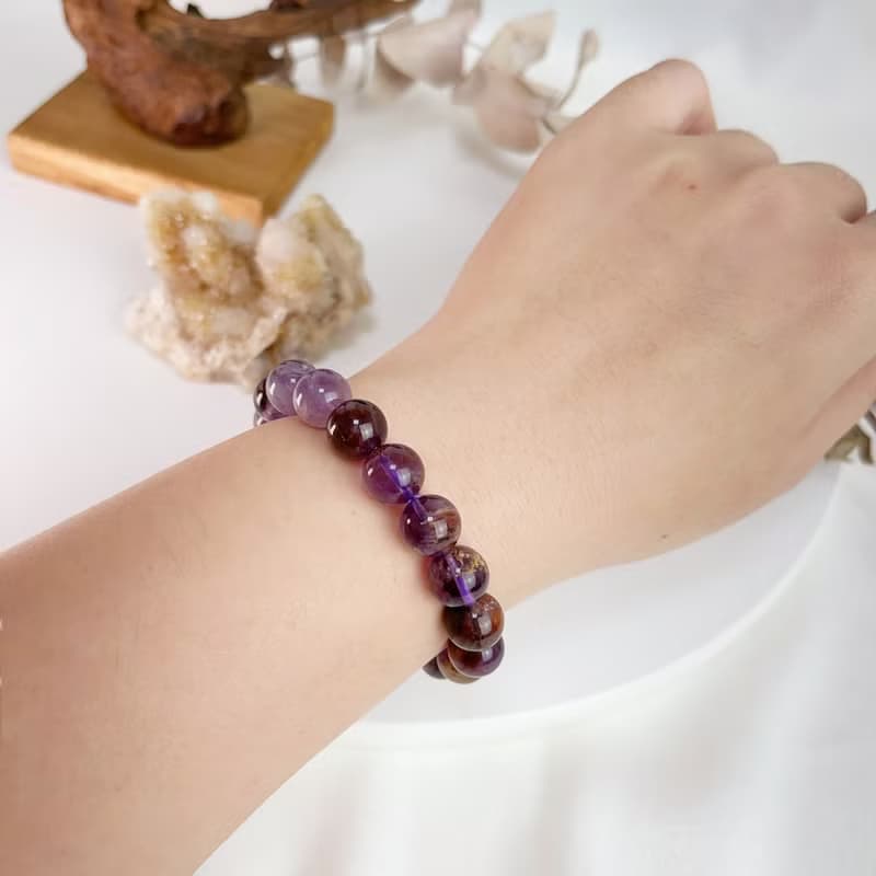 貴人/事業/健康-10mm紫幽靈異象水晶手鍊