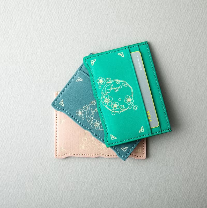 Vegan eco-friendly Hanji Leather Plum Blossom 韓国 誕生日プレゼント card wallet Pink