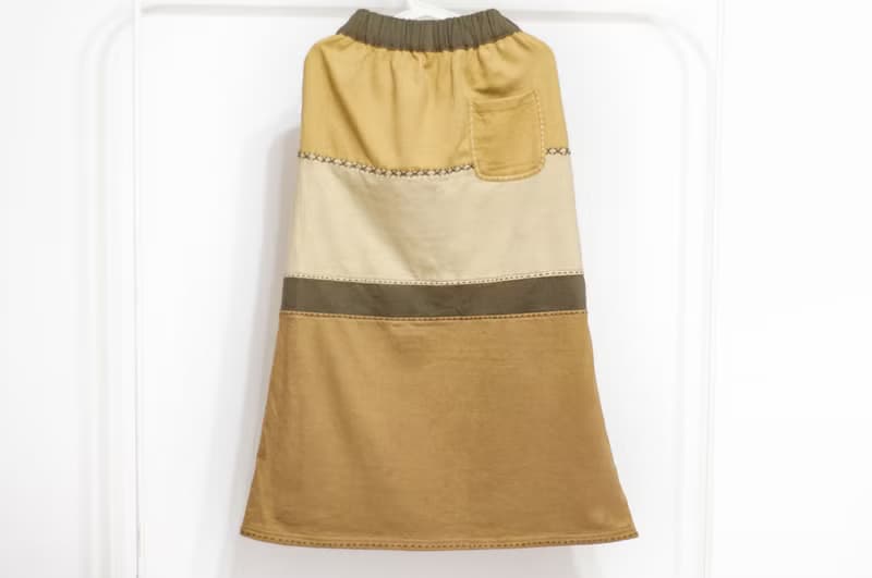 內刷毛厚棉刺繡裙/民族風裙/波希米亞裙skirt/手工拼布裙-咖森林