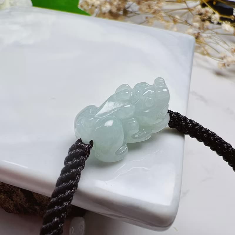 【招財神獸】冰糯綠翡翠貔貅編織手鍊 |天然緬甸玉翡翠A貨 |送禮