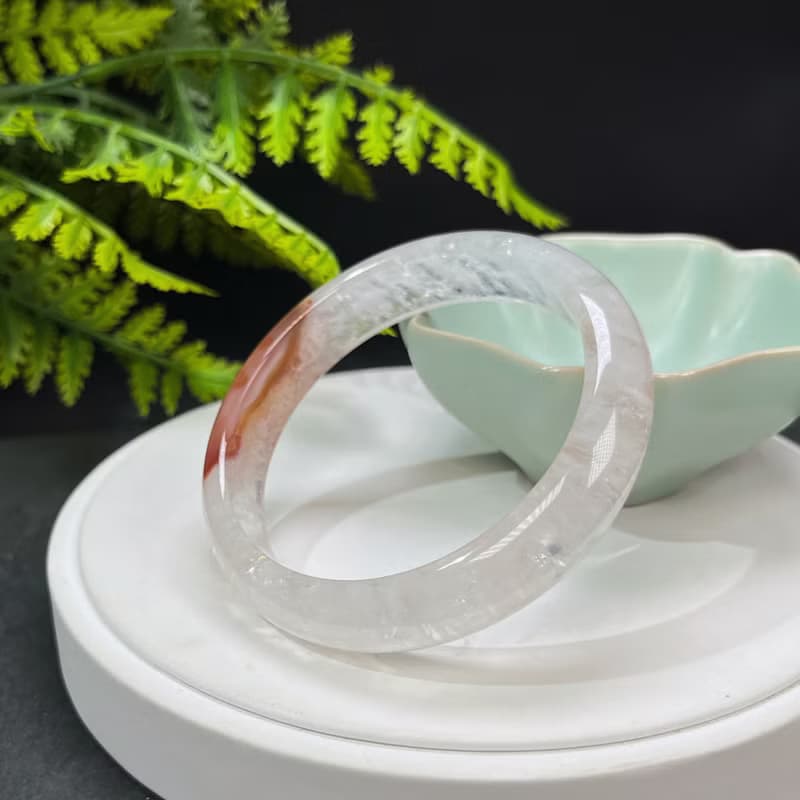 多彩景觀瑪瑙手鐲 61MM 星光閃片飄花朱砂點共生水晶手環 自信心