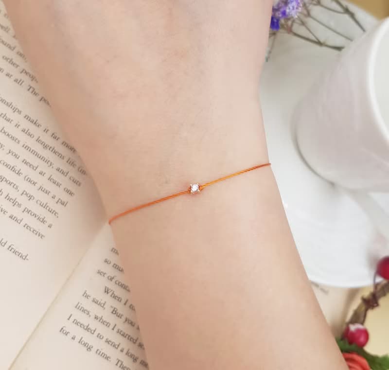 鍍金 粉紅鑽 超小 2.8mm 四爪鑽 紅線手鍊 精緻 迷你 單鑽 姻緣