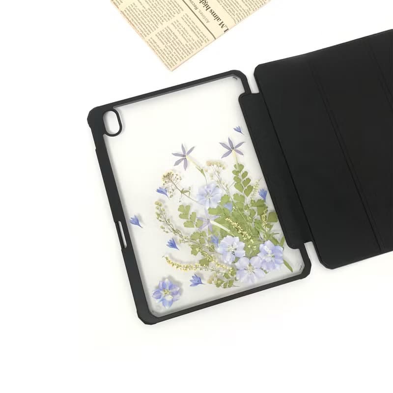 綠草藍花手工押花iPad殼 iPad Air 11吋 13吋 iPad Pro 11吋 13吋