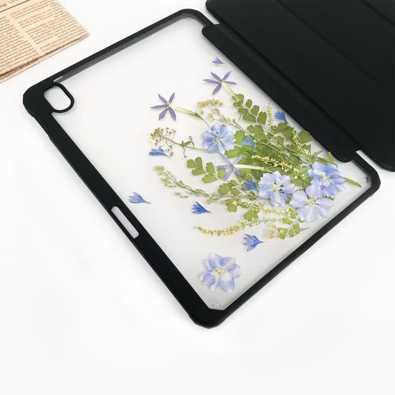 綠草藍花手工押花iPad殼 iPad Air 11吋 13吋 iPad Pro 11吋 13吋
