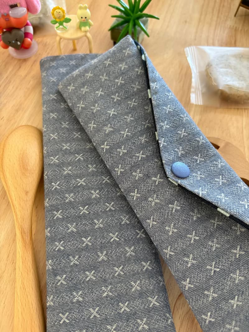 文青風環保純棉筷袋 名媛編織 質感霧藍 厚實優質  日本 潮物 收