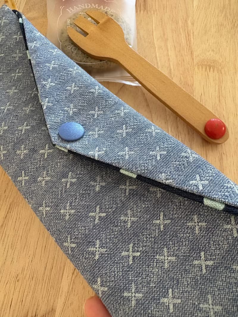 文青風環保純棉筷袋 名媛編織 質感霧藍 厚實優質  日本 潮物 收