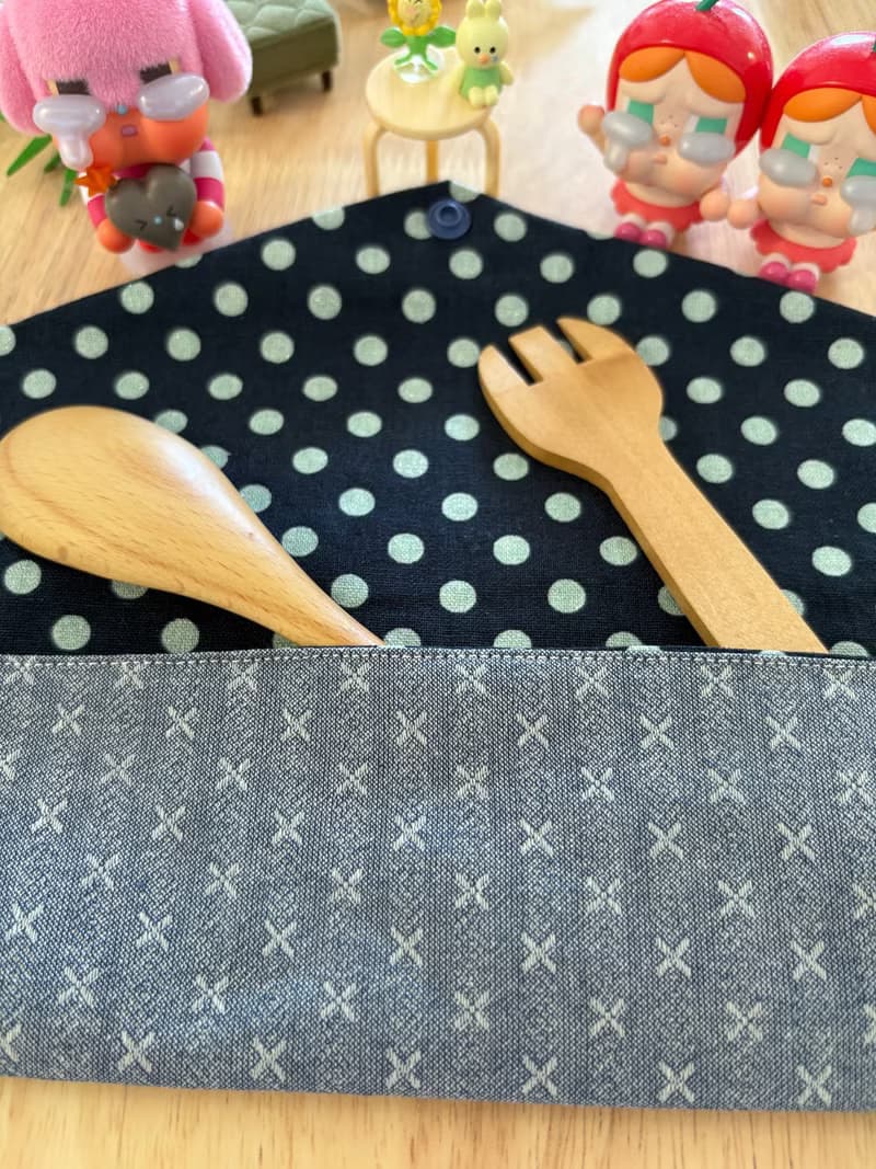 文青風環保純棉筷袋 名媛編織 質感霧藍 厚實優質  日本 潮物 收