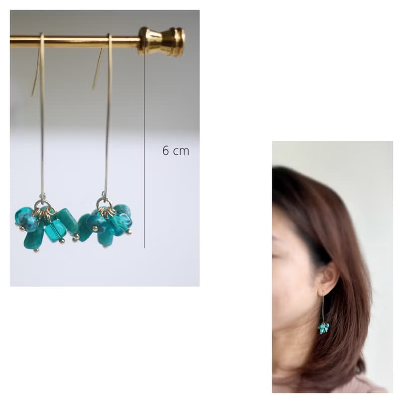 藍綠天然石垂墜耳飾 | 穿式耳環 | pierced earrings