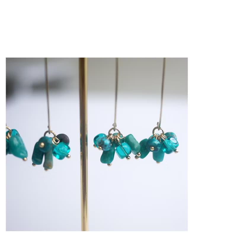 藍綠天然石垂墜耳飾 | 穿式耳環 | pierced earrings