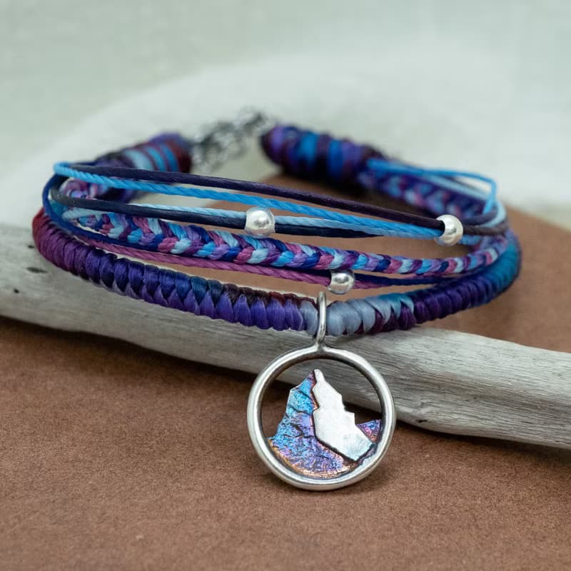 台灣百岳【迷你大霸尖山】925純銀蠟線編織手鍊 送禮