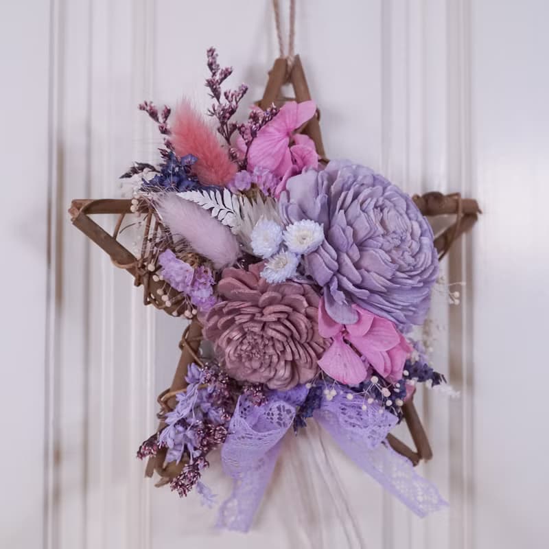 【聖誕禮物】擴香永生花環-粉紫/贈天然精油/純手工台灣製