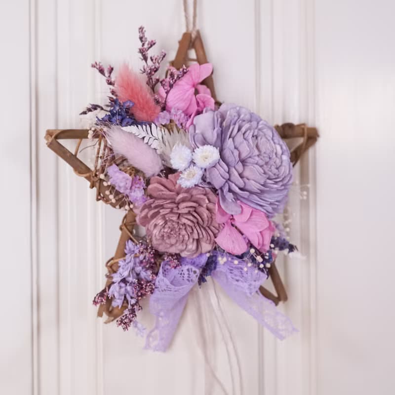 【聖誕禮物】擴香永生花環-粉紫/贈天然精油/純手工台灣製