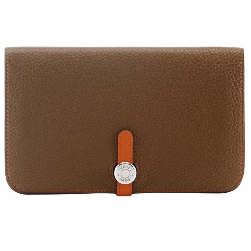 【日本直送】エルメス HERMES ドゴン 長財布 バイカラー トゴ 茶/オレンジ  ユニセックス【中古】