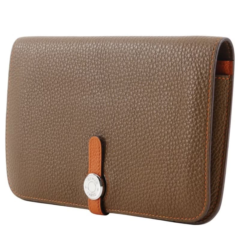 【日本直送】エルメス HERMES ドゴン 長財布 バイカラー トゴ 茶/オレンジ  ユニセックス【中古】