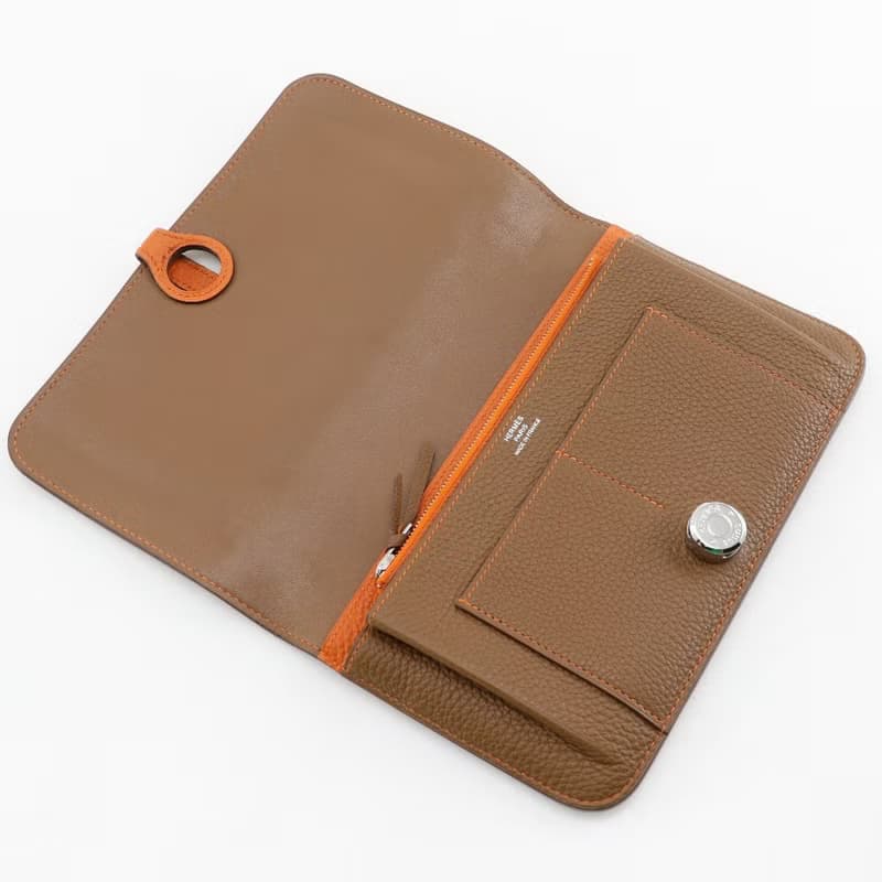 【日本直送】エルメス HERMES ドゴン 長財布 バイカラー トゴ 茶/オレンジ  ユニセックス【中古】