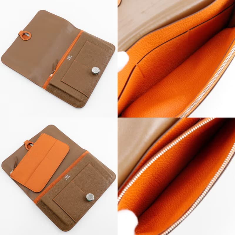 【日本直送】エルメス HERMES ドゴン 長財布 バイカラー トゴ 茶/オレンジ  ユニセックス【中古】