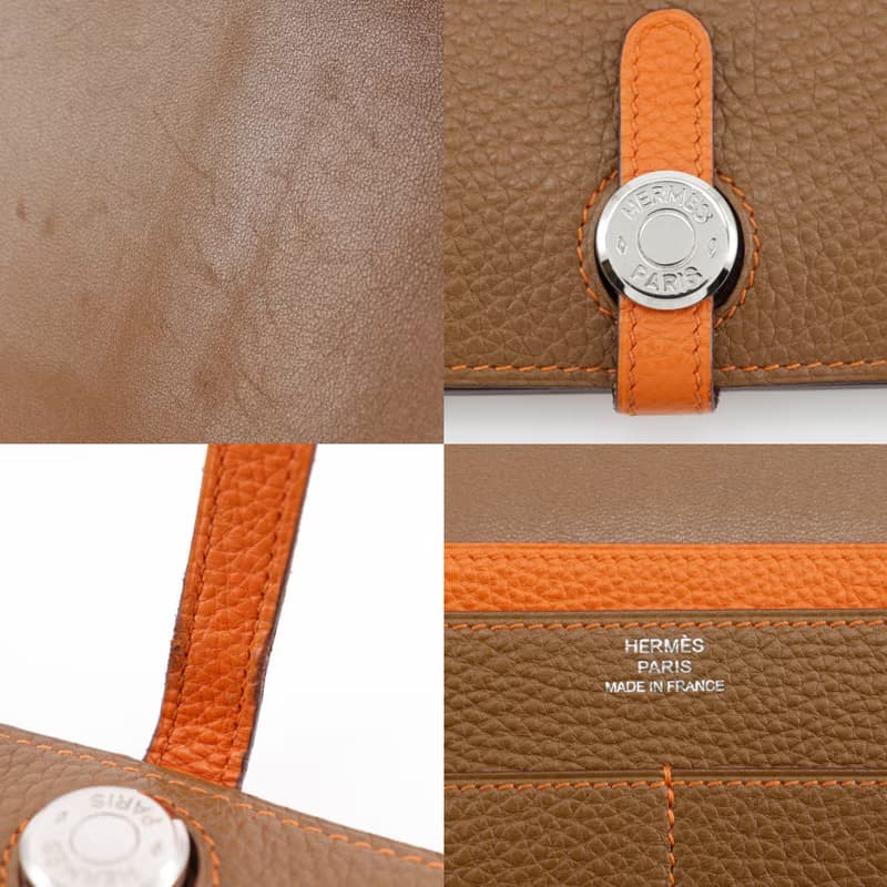 【日本直送】エルメス HERMES ドゴン 長財布 バイカラー トゴ 茶/オレンジ  ユニセックス【中古】