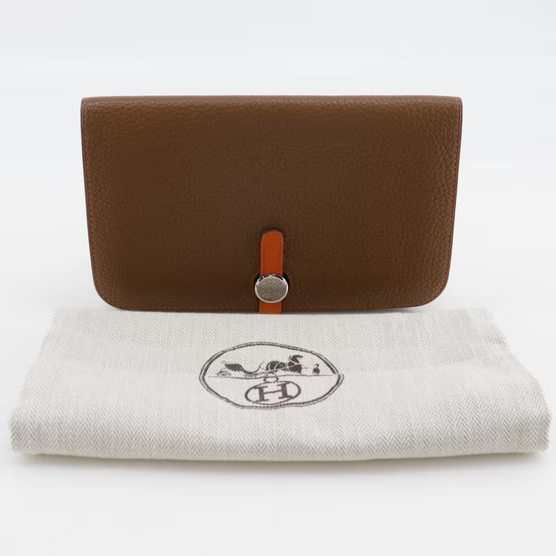 【日本直送】エルメス HERMES ドゴン 長財布 バイカラー トゴ 茶/オレンジ  ユニセックス【中古】