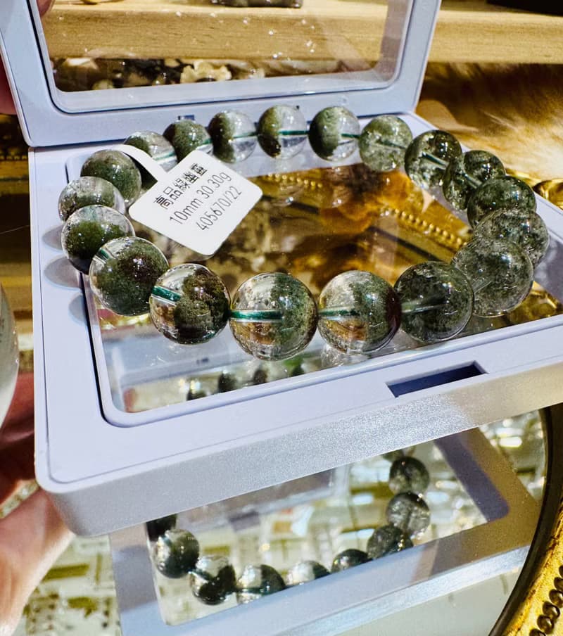精品玻璃體濃色招財半盆青草綠幽靈10mm30.30g主正財事業貴人運