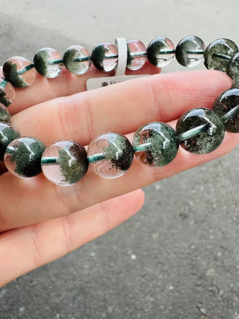 精品玻璃體濃色招財半盆青草綠幽靈10mm30.30g主正財事業貴人運