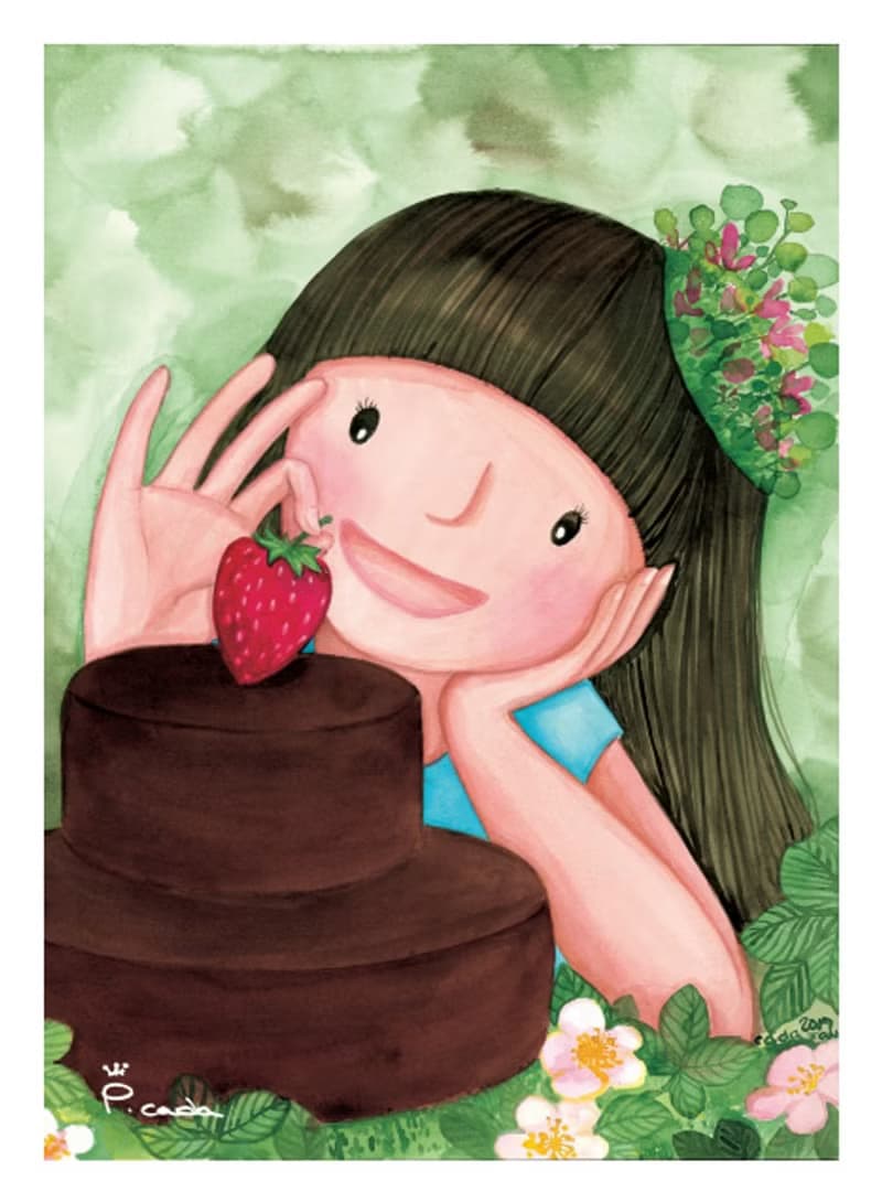 故事明信片-卡達公主系列-巧克力蛋糕