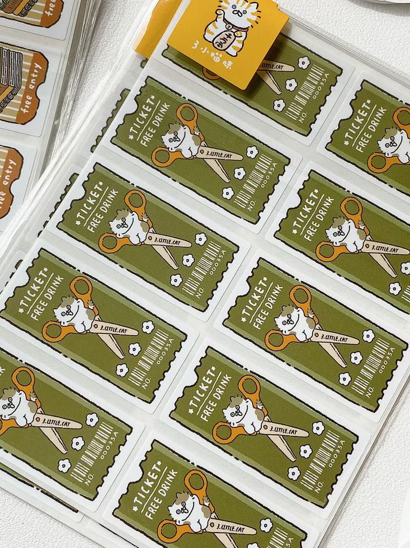 3小喵咪/文具招財貓達摩封口貼/手帳貼紙/雷射貼/可書寫/4款圖案