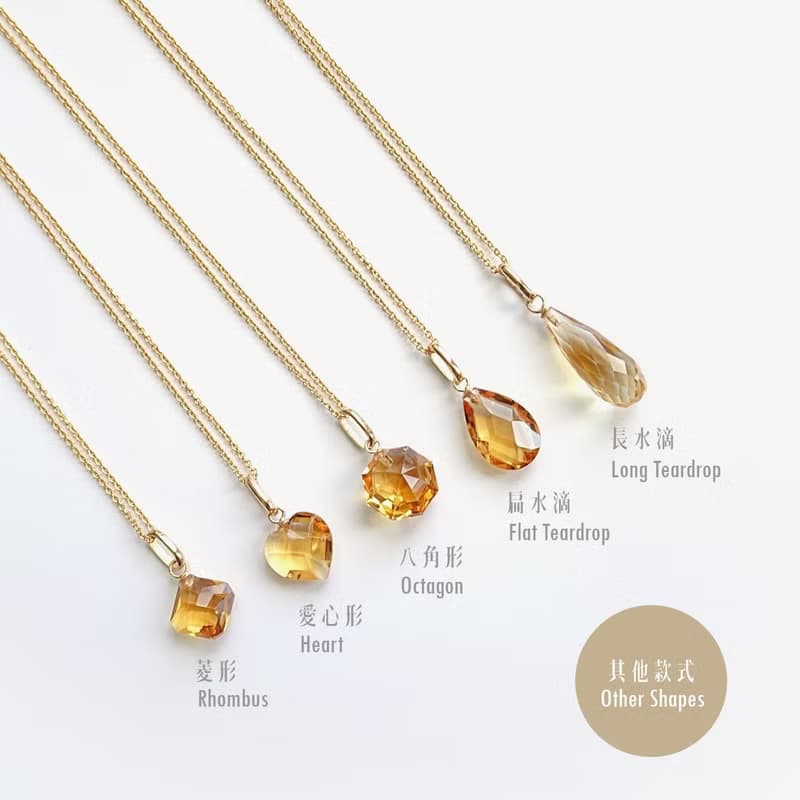 限量現貨- 天然黃水晶 梨形切割 古董純 14K 金墜 | 14Kgf 包金鍊