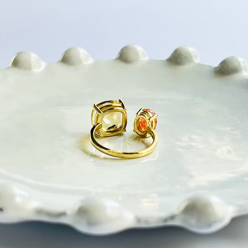 Honey Quartz & Sunstone  Ring【gift box】