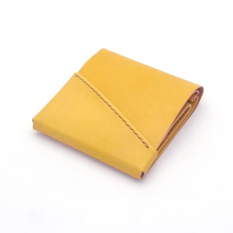 【ミニ財布】革 きはだ染め 草木染め 右利き 手縫い 手染め 手作り【chotof/ちょとふ】
