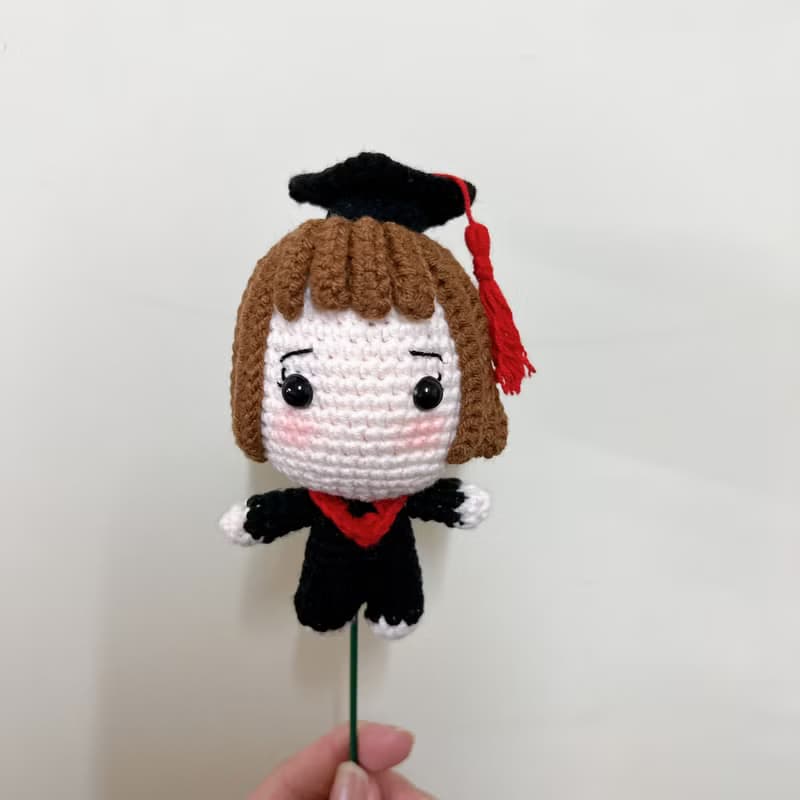 祝福鈎織花束_向日葵雛菊_畢業公仔