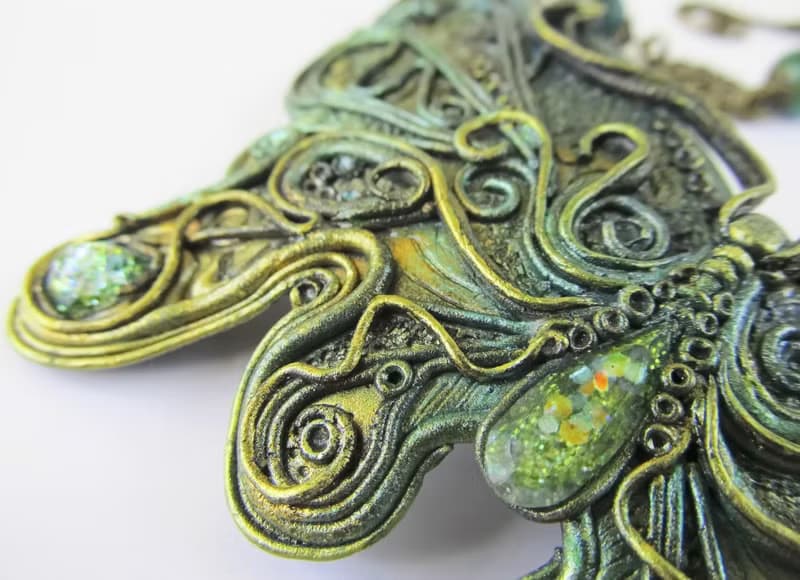 Big Butterfly necklace Green choker Wing necklace Fantastic Pendant insects gift