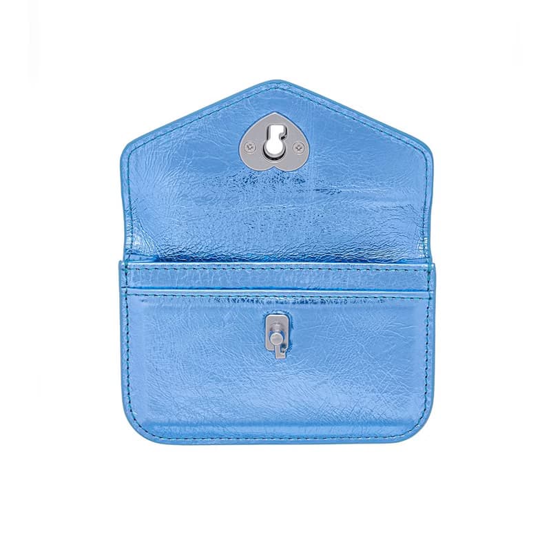 Heart Lock Compact Card Wallet shine blue