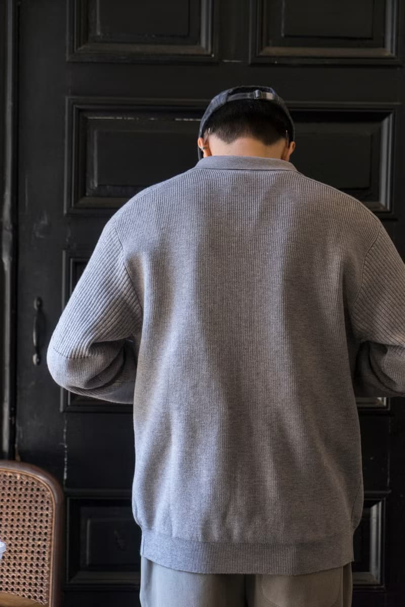 KNIT 復古翻領針織開衫 VINTAGE秋冬休閒灰色百搭鈕釦毛衣cityboy