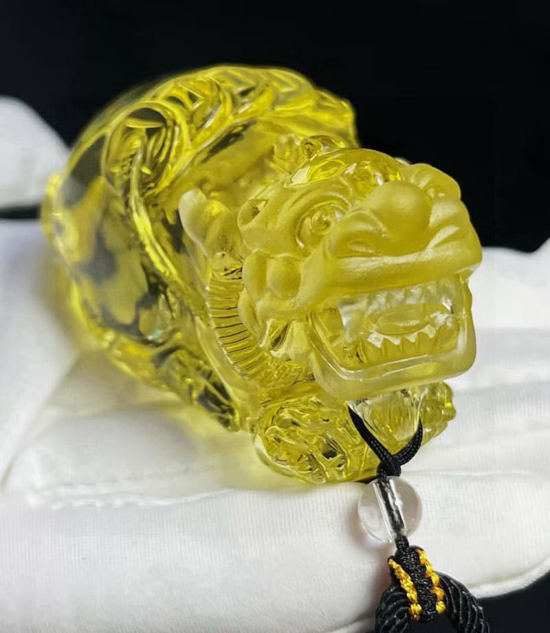 天然黃水晶貔貅吊墜 掛件 雕工精緻 嘴巴都是雕刻張開的貔貅