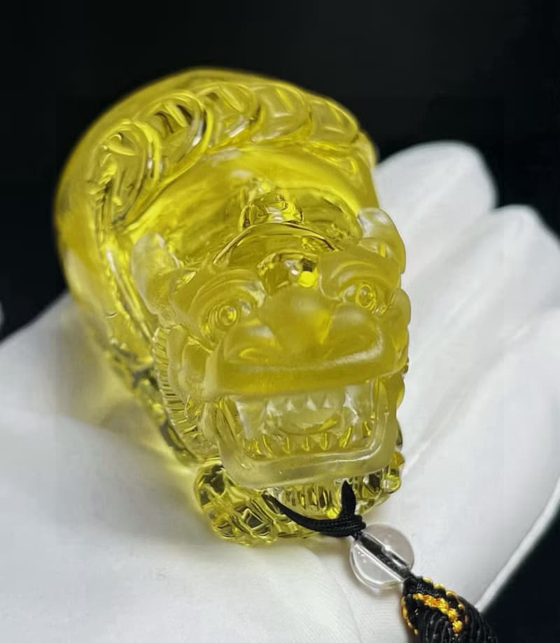 天然黃水晶貔貅吊墜 掛件 雕工精緻 嘴巴都是雕刻張開的貔貅